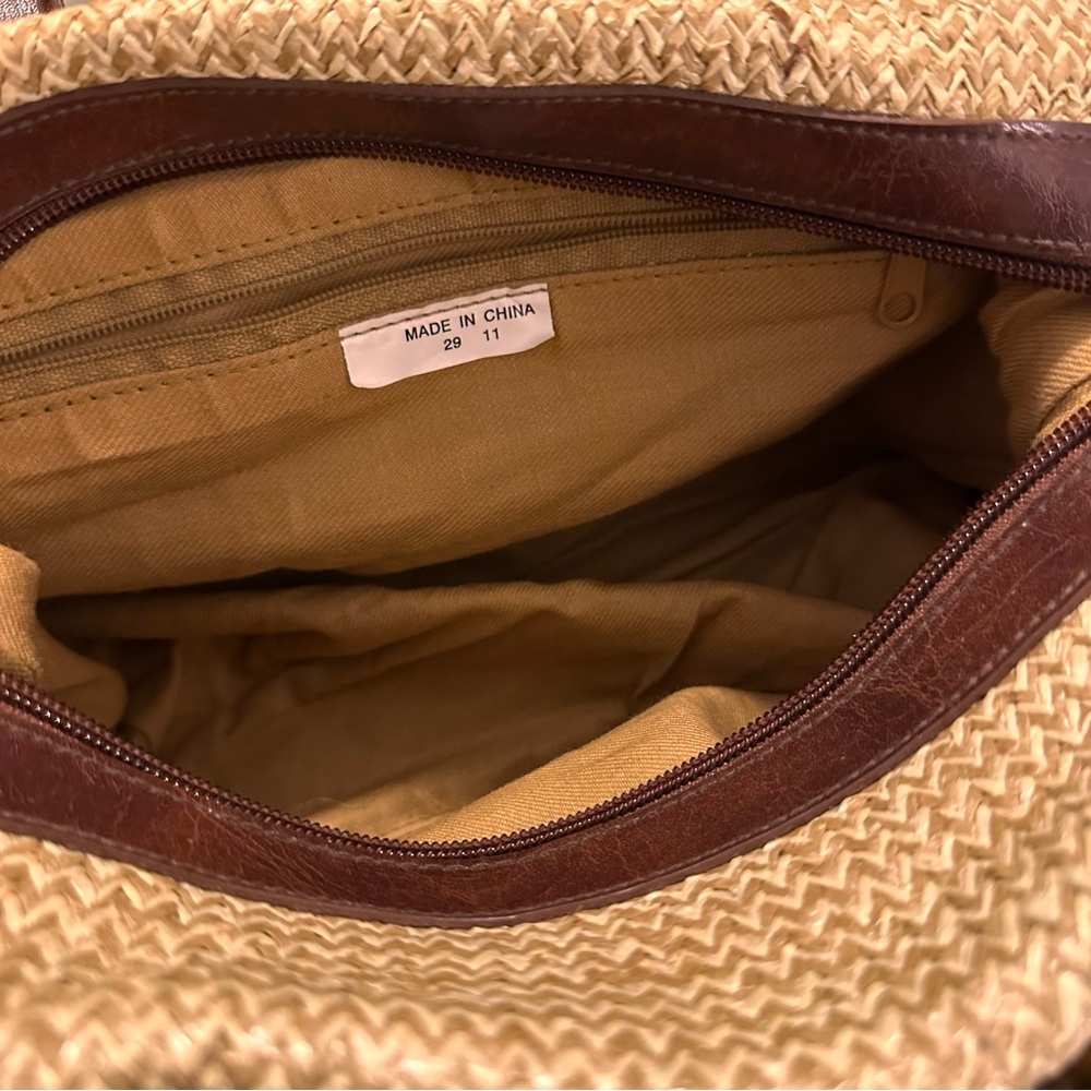 Vintage | Bag | Leather & Straw Shoulder Bag - Picture 7 of 13